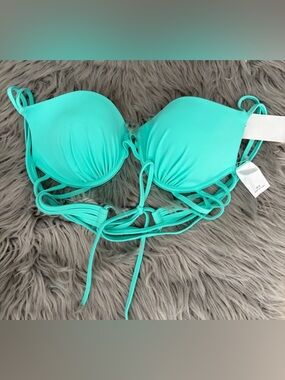Women's Aqua Strappy Push-Up Bikini Top 36B